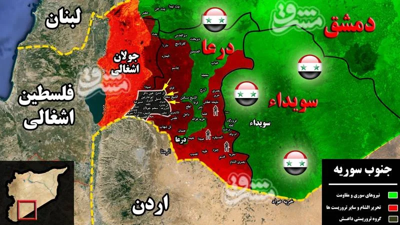 آغاز سناریوی جدید رژیم صهیونیستی در جنوب سوریه/ خداحافظی نتانیاهو با داعش و سلام به ارتش آزاد در جنوب غرب استان درعا + نقشه میدانی و عکس