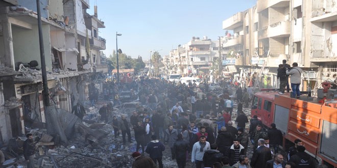 ۱۹ شهید در دو انفجار پیاپی در محله الزهراء در حمص