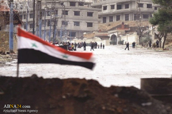 اهتزاز پرچم سوریه در شهرک کفرالعوامید