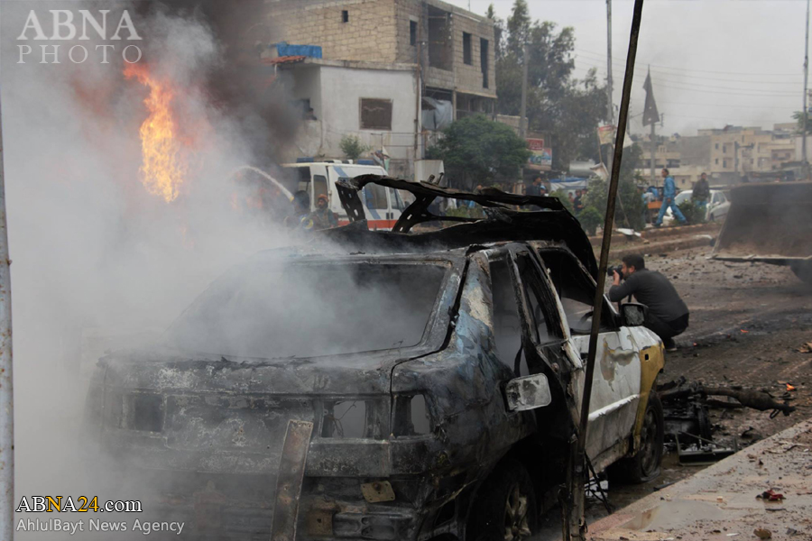 انفجار خودرو بمب‌گذاری شده در شهر اعزاز سوریه + تصاویر