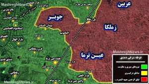 آخرین تحولات میدانی غوطه شرقی؛ راهبرد جبهه مقاومت برای آزادی غده سرطانی دمشق چیست؟ + نقشه میدانی و عکس