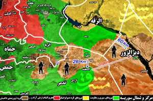 ۱۴ کیلومتر تا محاصره داعش در شرق استان حماه + نقشه میدانی