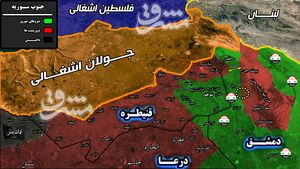 نیروهای سوری در یک قدمی مرکز فرماندهی تروریست‌ها در جنوب غرب دمشق +نقشه میدانی