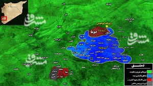 خداحافظی دردناک تروریست‌های جبهه‌النصره با پایتخت سوریه/ پاکسازی ۹۵ درصد غوطه شرقی دمشق پس از ۷ سال جنگ و ویرانی+ نقشه میدانی