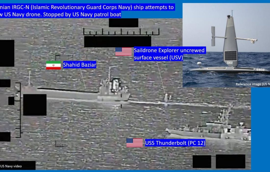 توقیف و رهاسازی شناور بدون سرنشین آمریکایی توسط سپاه پاسداران در خلیج فارس + ویدیو