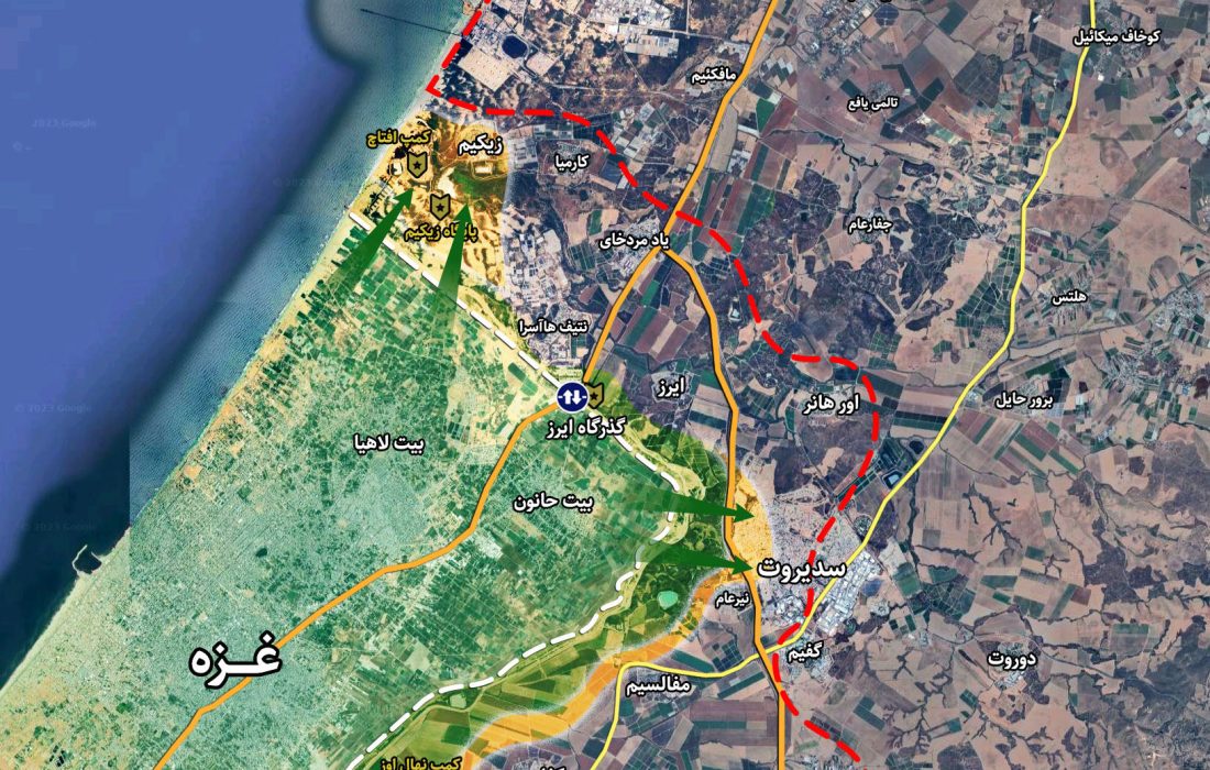 آخرین اخبار از وضعیت نظامی در اطراف نوار غزه، ۱۹ مهر ۱۴۰۲ (نقشه میدانی)